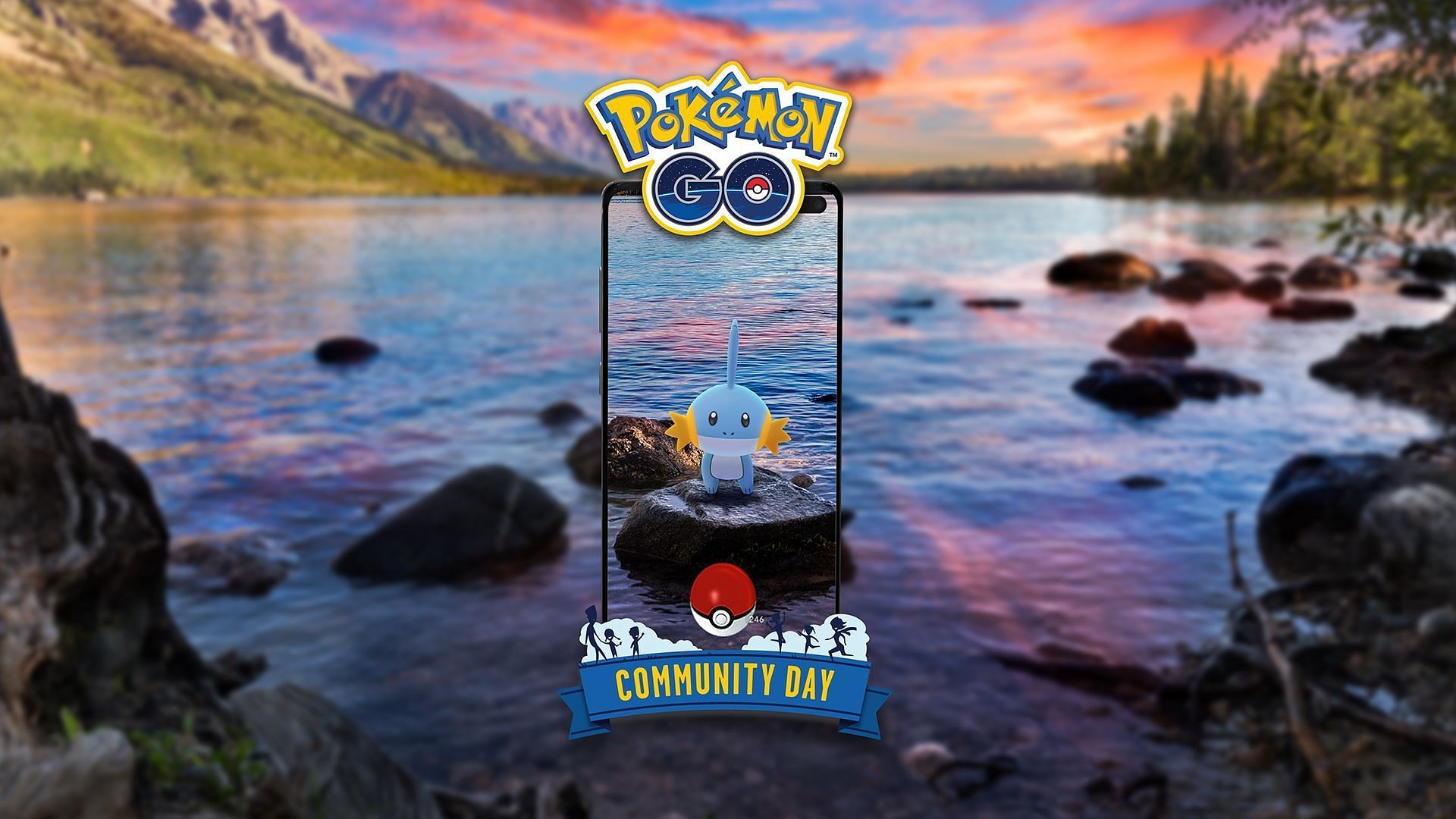 Official artwork for Mudkip's Community Day event in Pokemon GO (Image via Niantic)